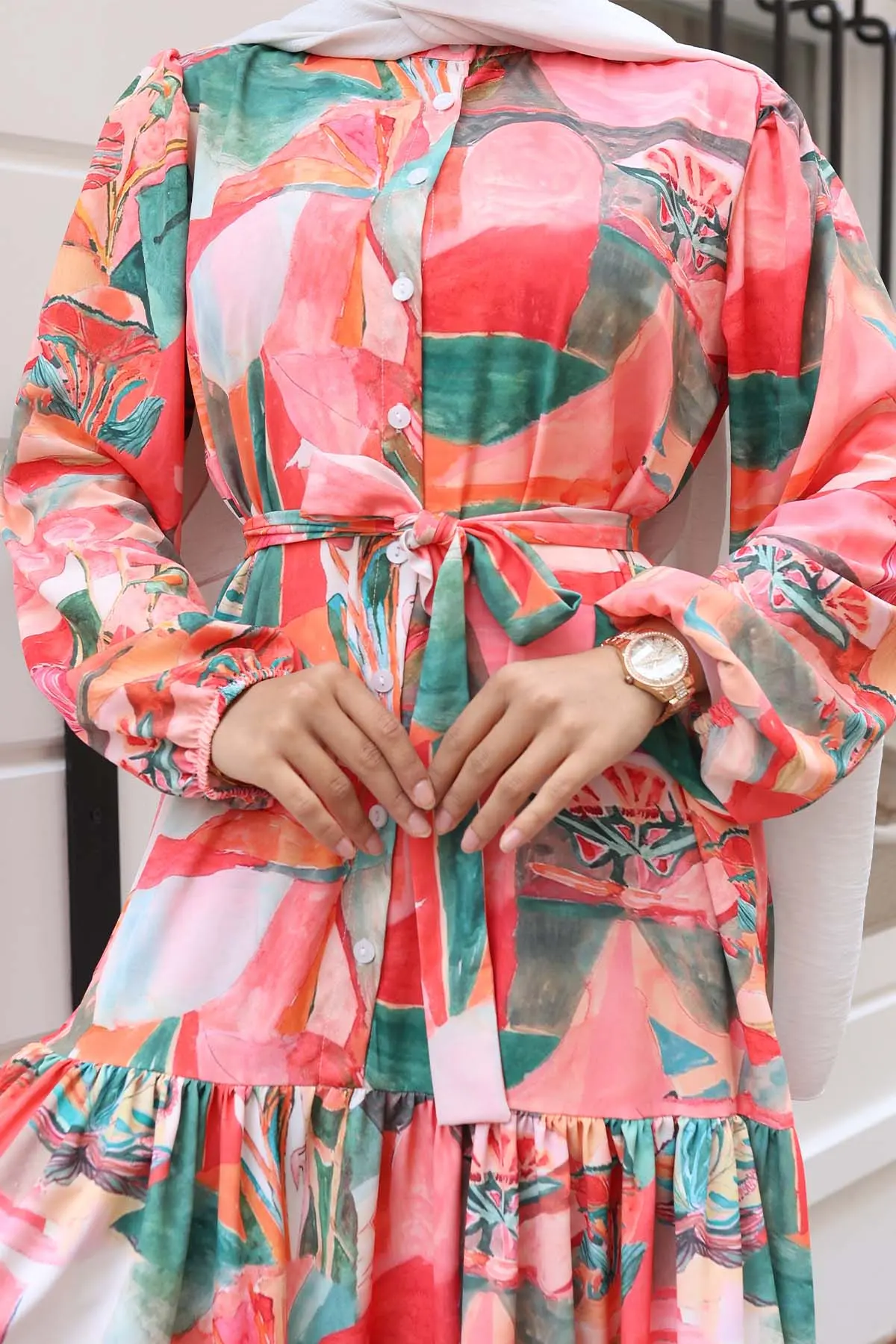 Patterned Hijab Dress-detail