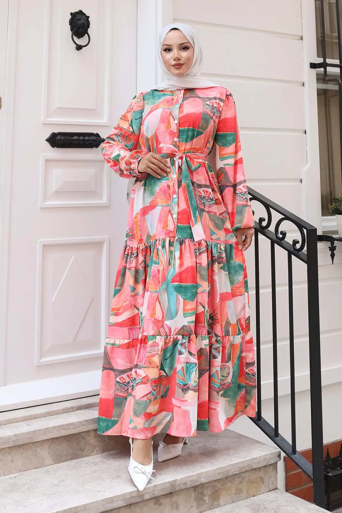 Patterned Hijab Dress-detail