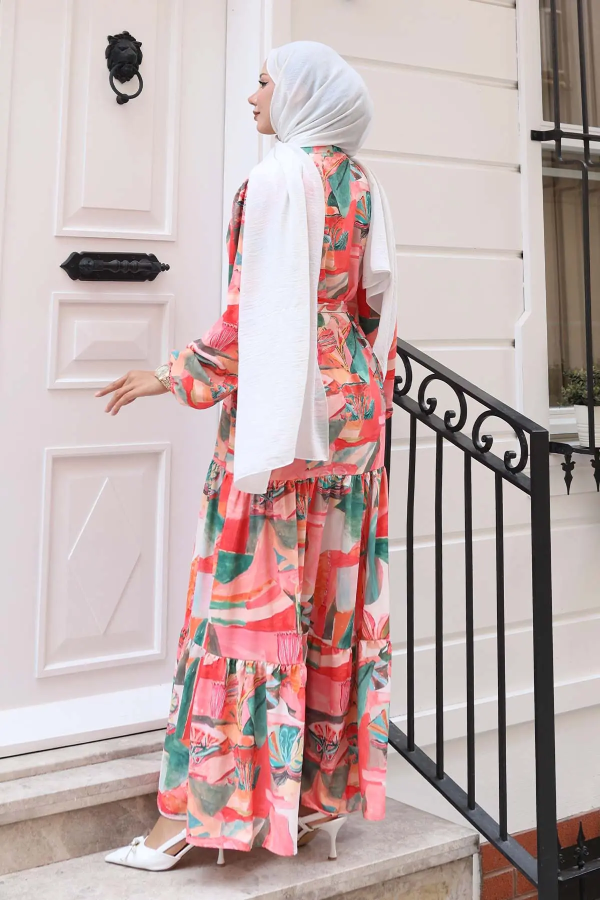 Patterned Hijab Dress-detail