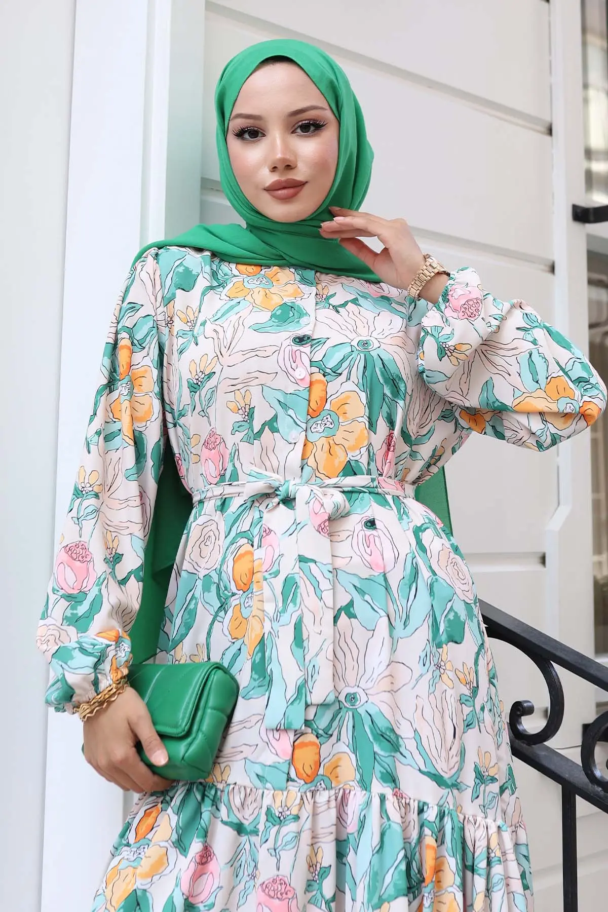 Patterned Hijab Dress-detail