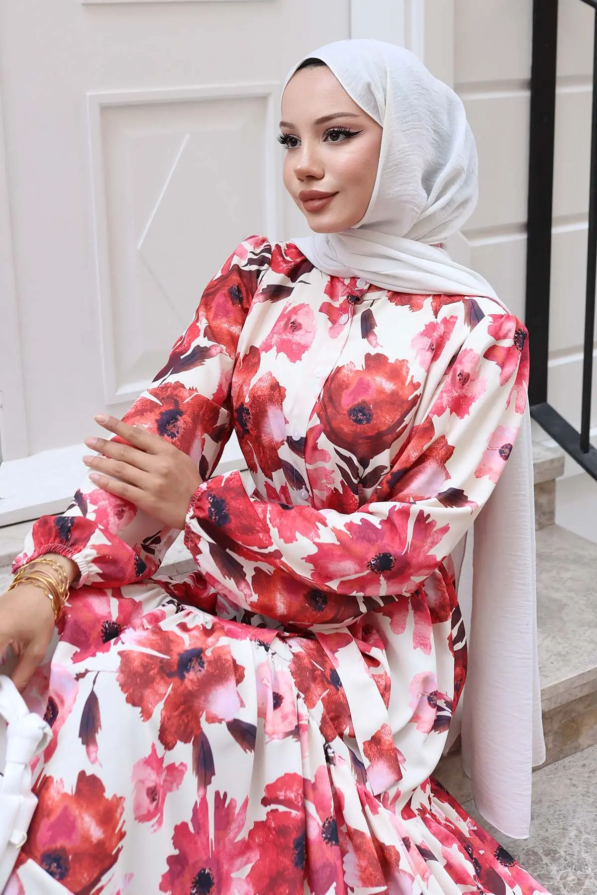 Patterned Hijab Dress-detail