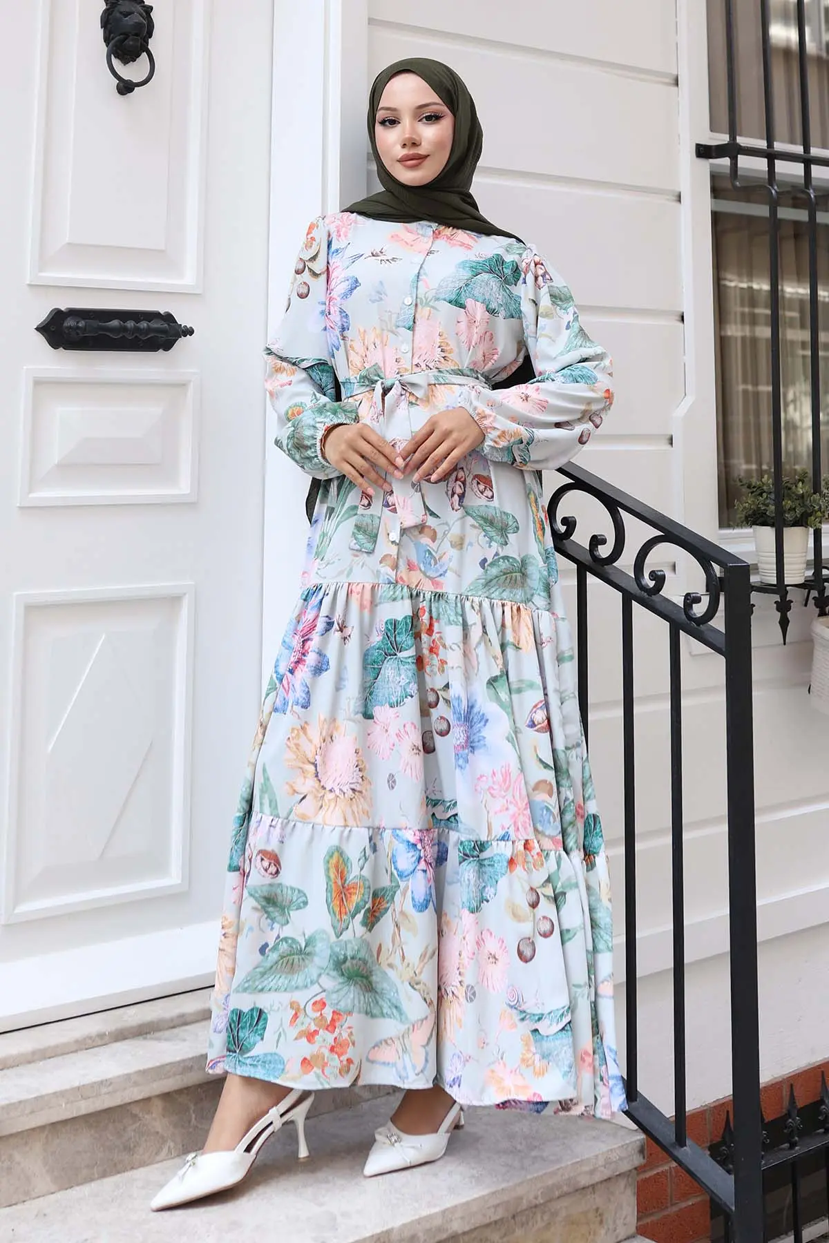 Patterned Hijab Dress-detail