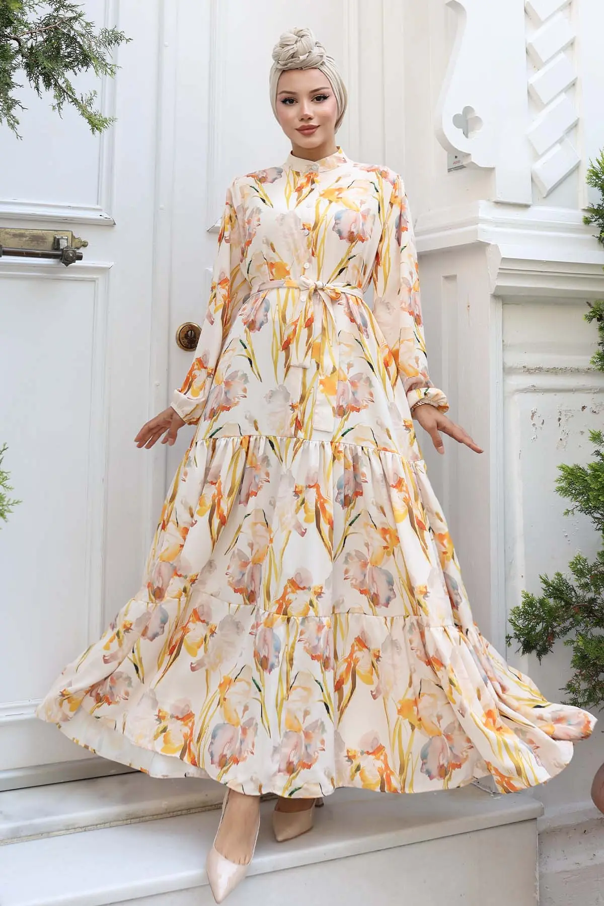 Patterned Hijab Dress-detail