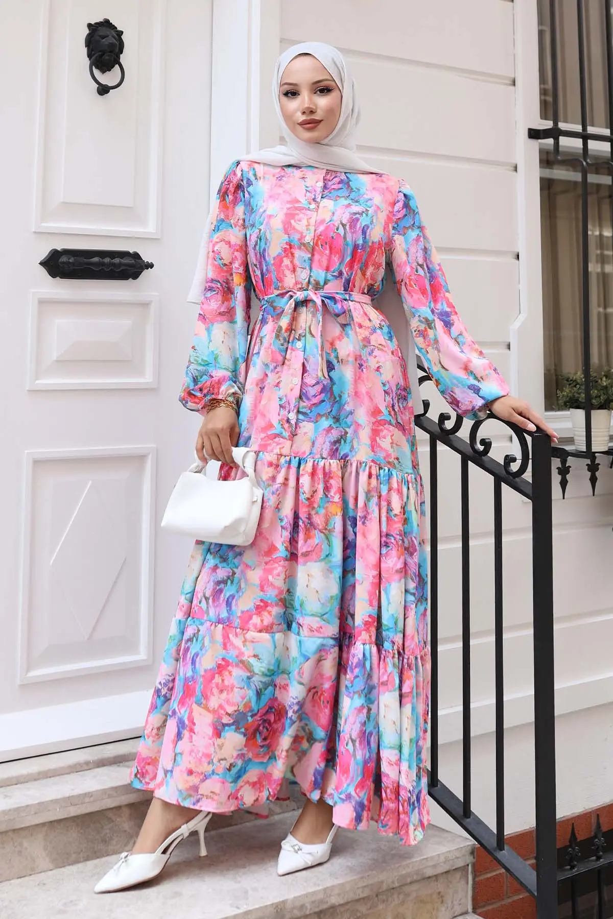 Patterned Hijab Dress-detail