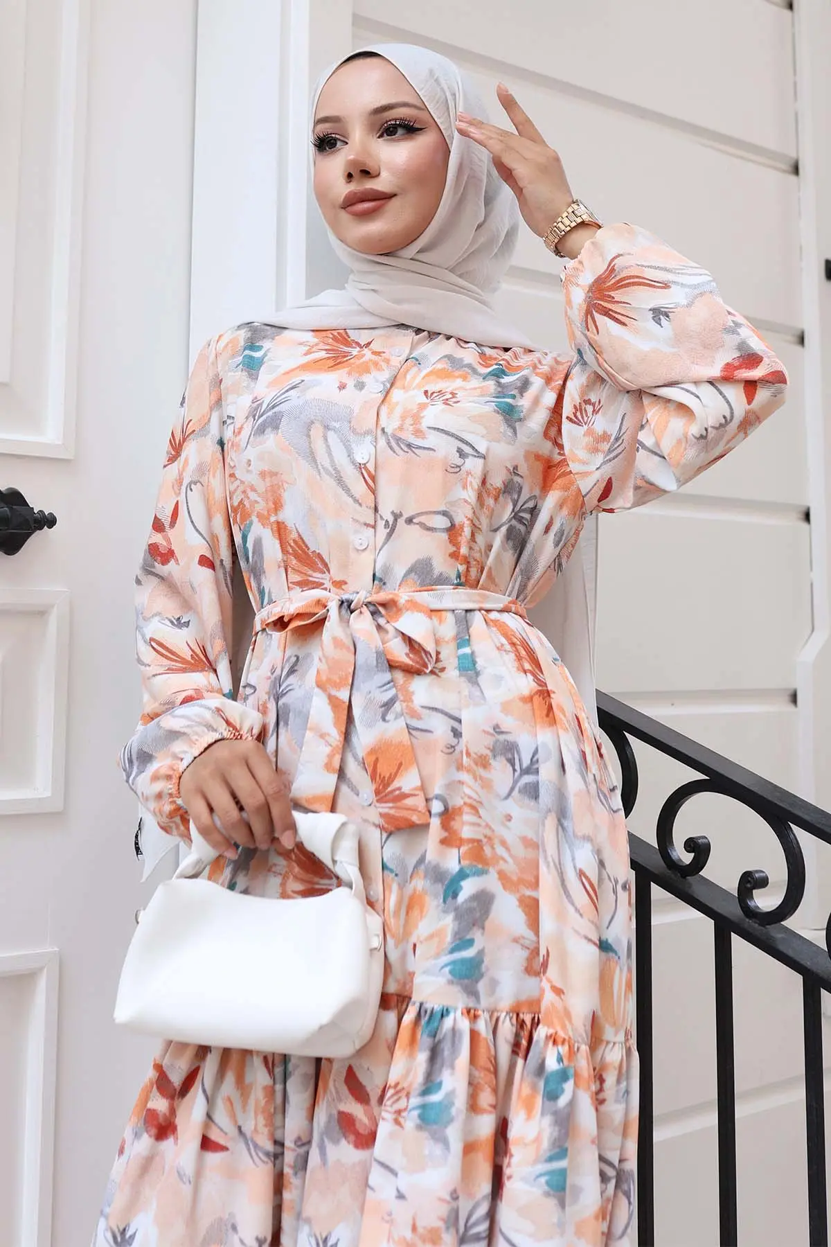 Patterned Hijab Dress-detail