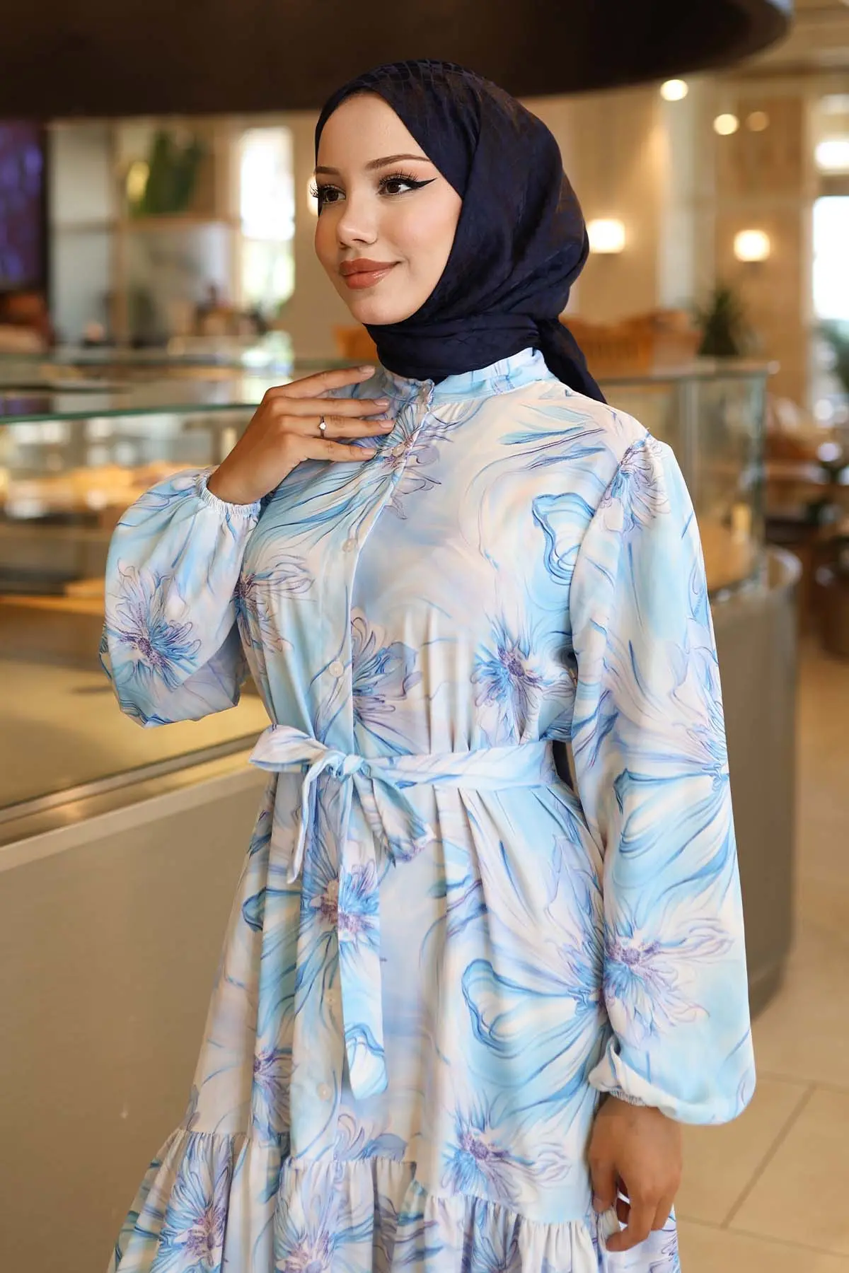 Patterned Hijab Dress-detail