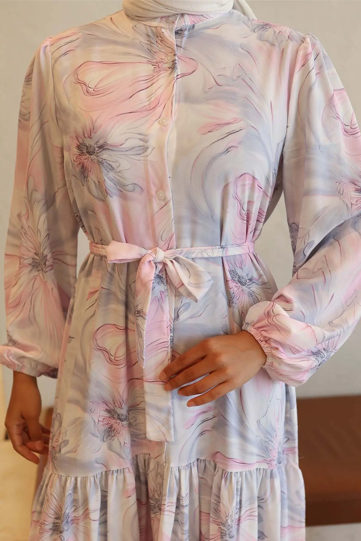 Patterned Hijab Dress-detail