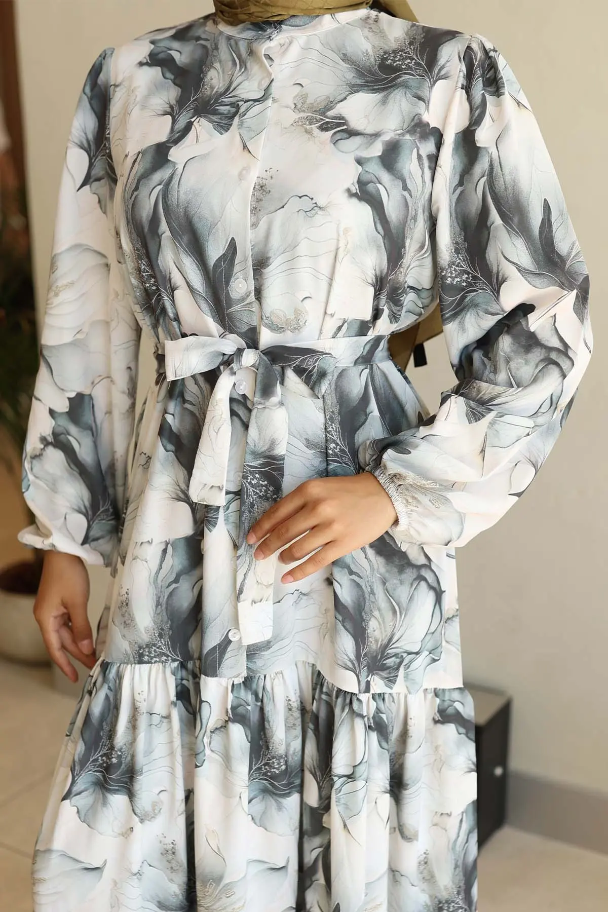 Patterned Hijab Dress-detail