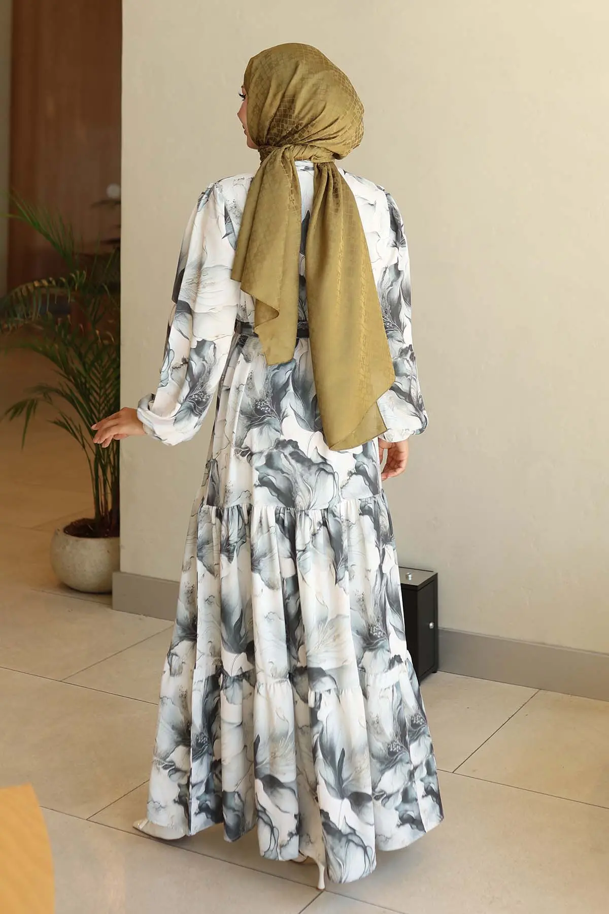 Patterned Hijab Dress-detail