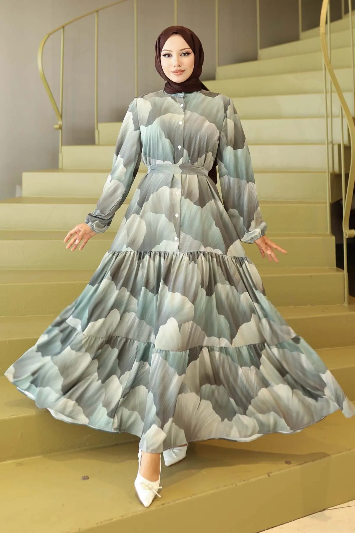 Patterned Hijab Dress-detail