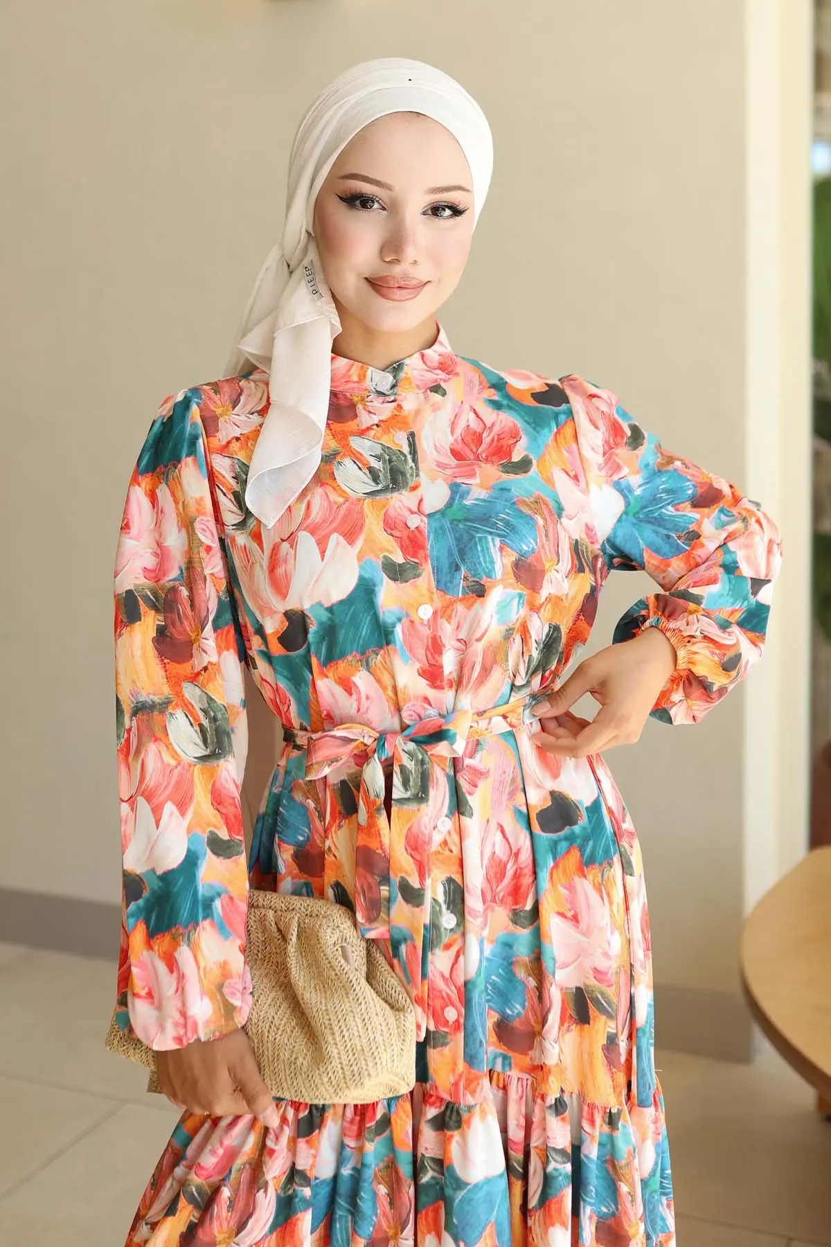 Patterned Hijab Dress-detail