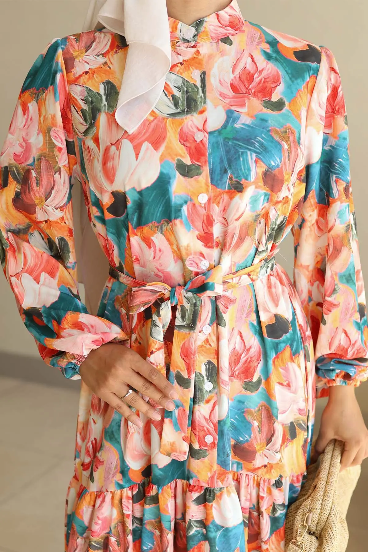 Patterned Hijab Dress-detail