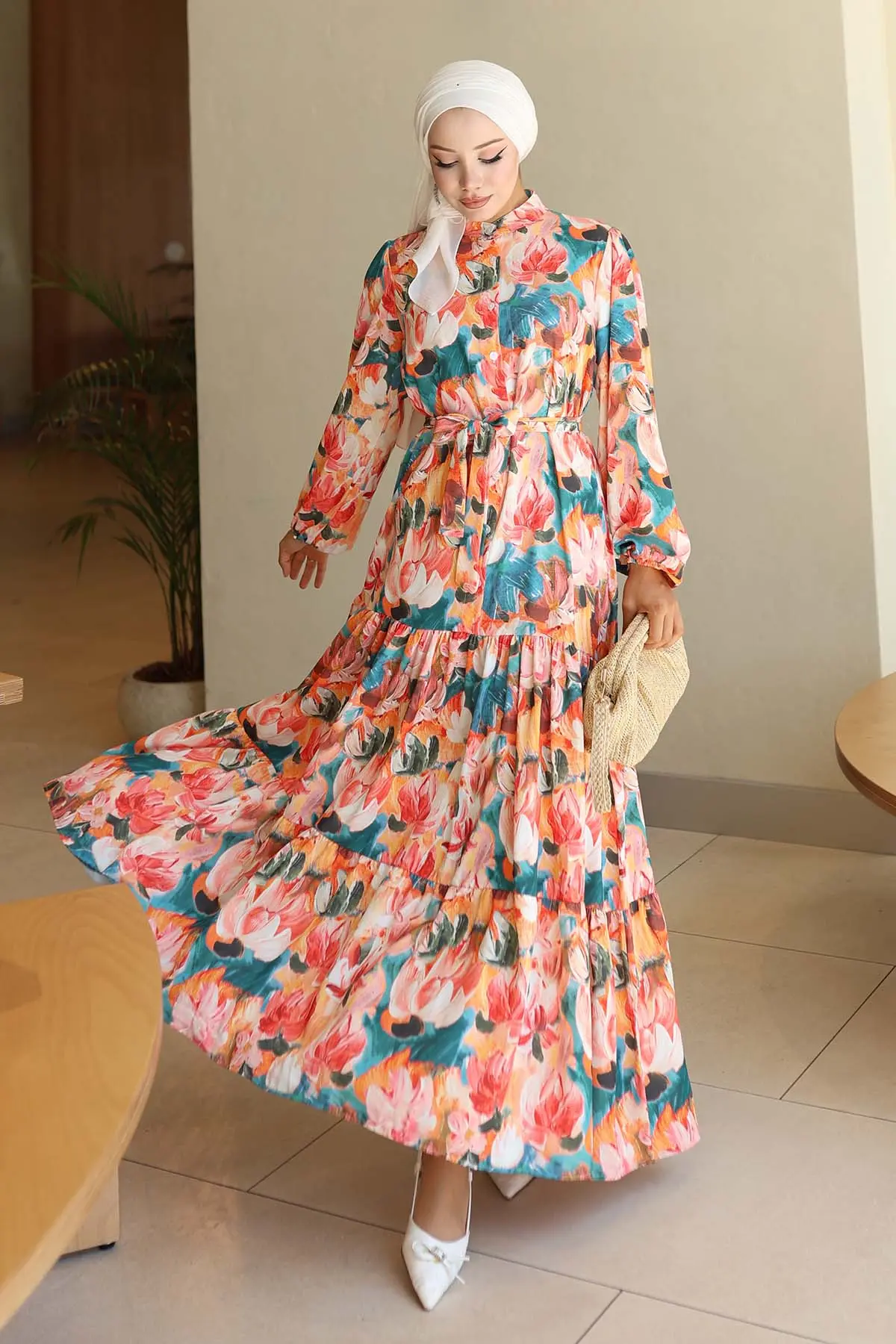 Patterned Hijab Dress-detail