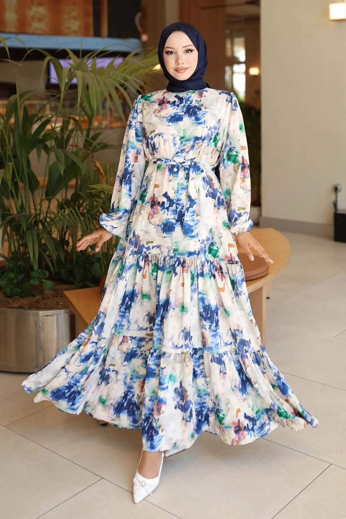 Patterned Hijab Dress-detail