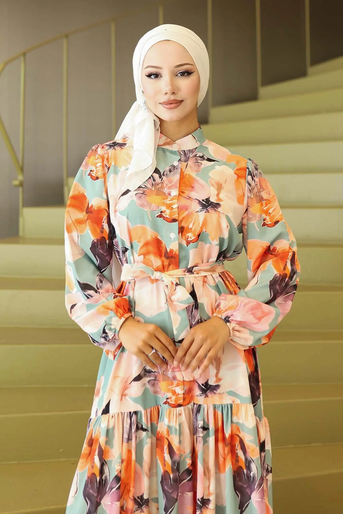 Patterned Hijab Dress-detail