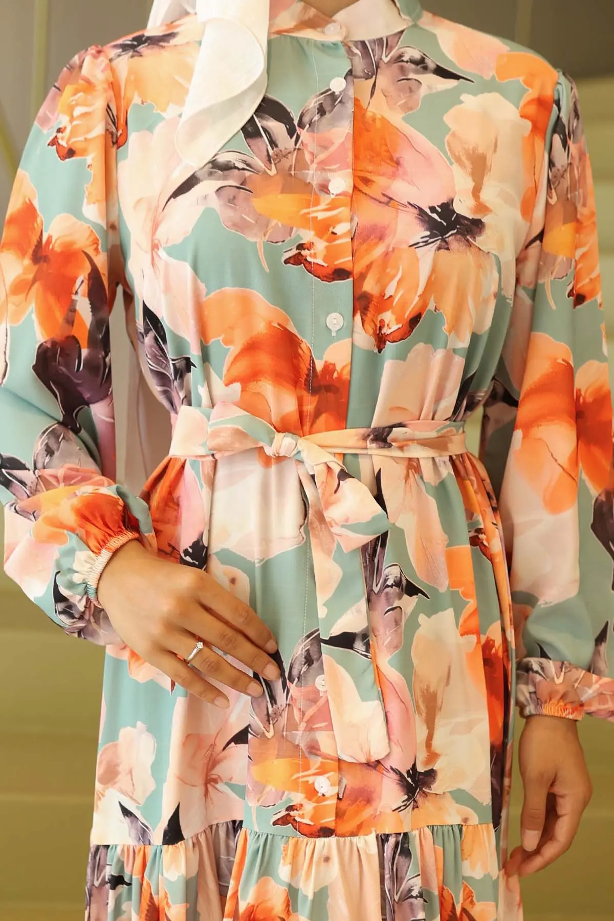 Patterned Hijab Dress-detail