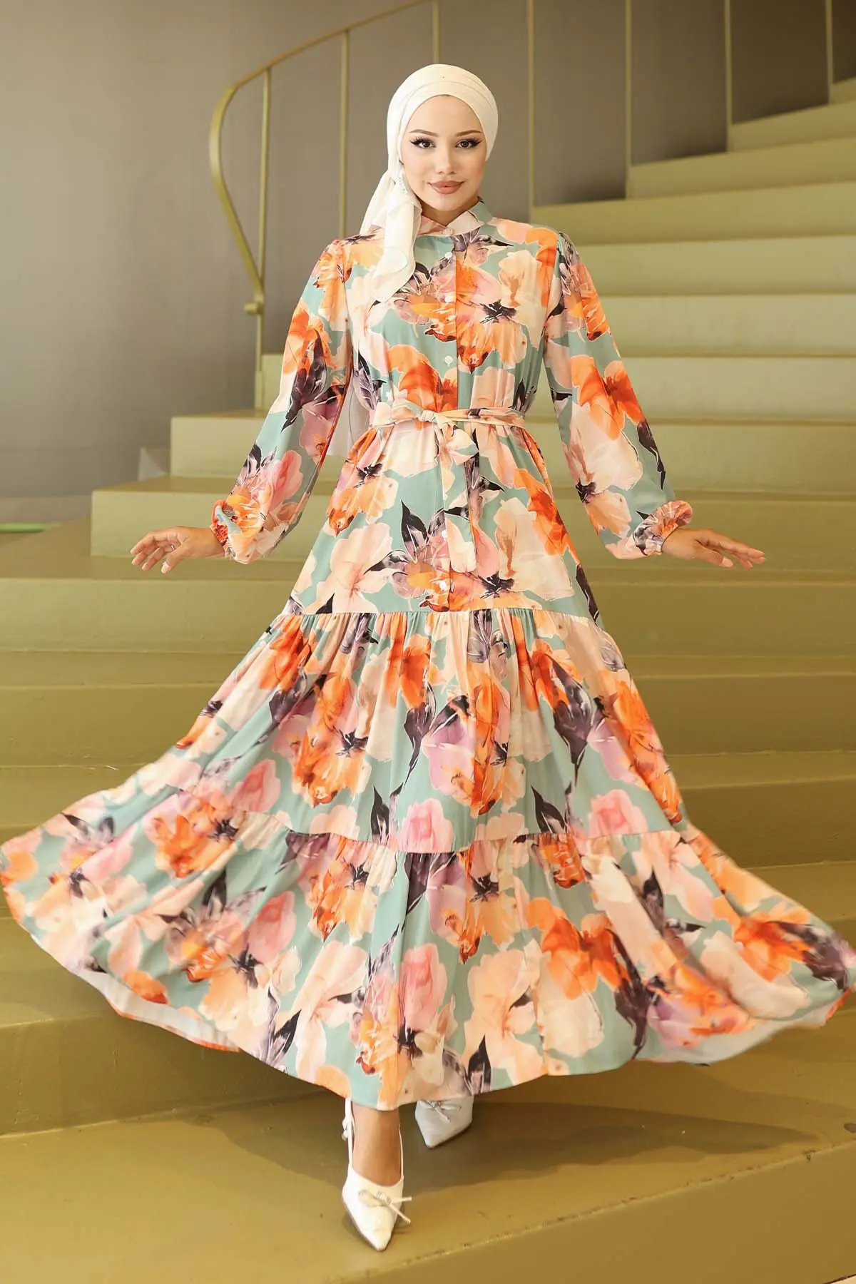 Patterned Hijab Dress-detail