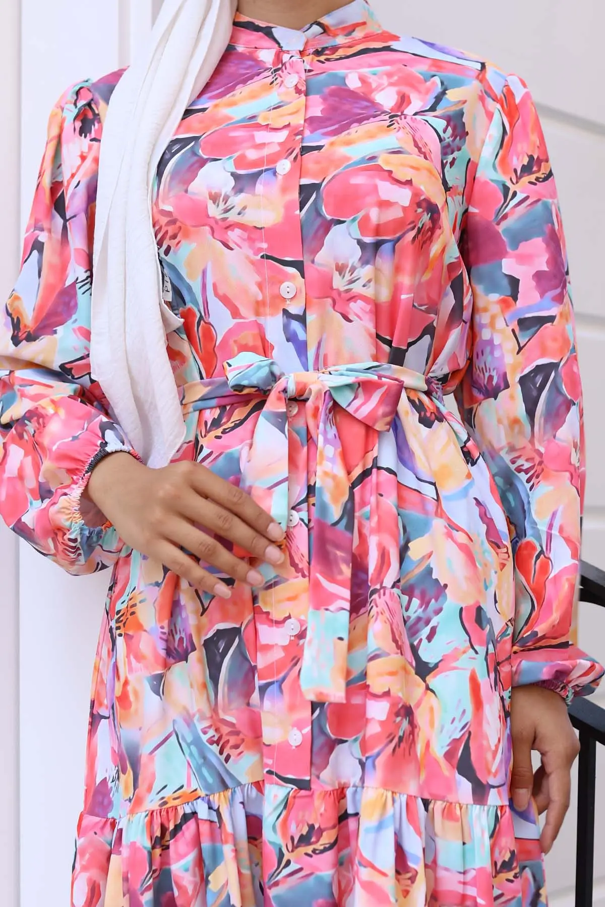 Patterned Hijab Dress-detail