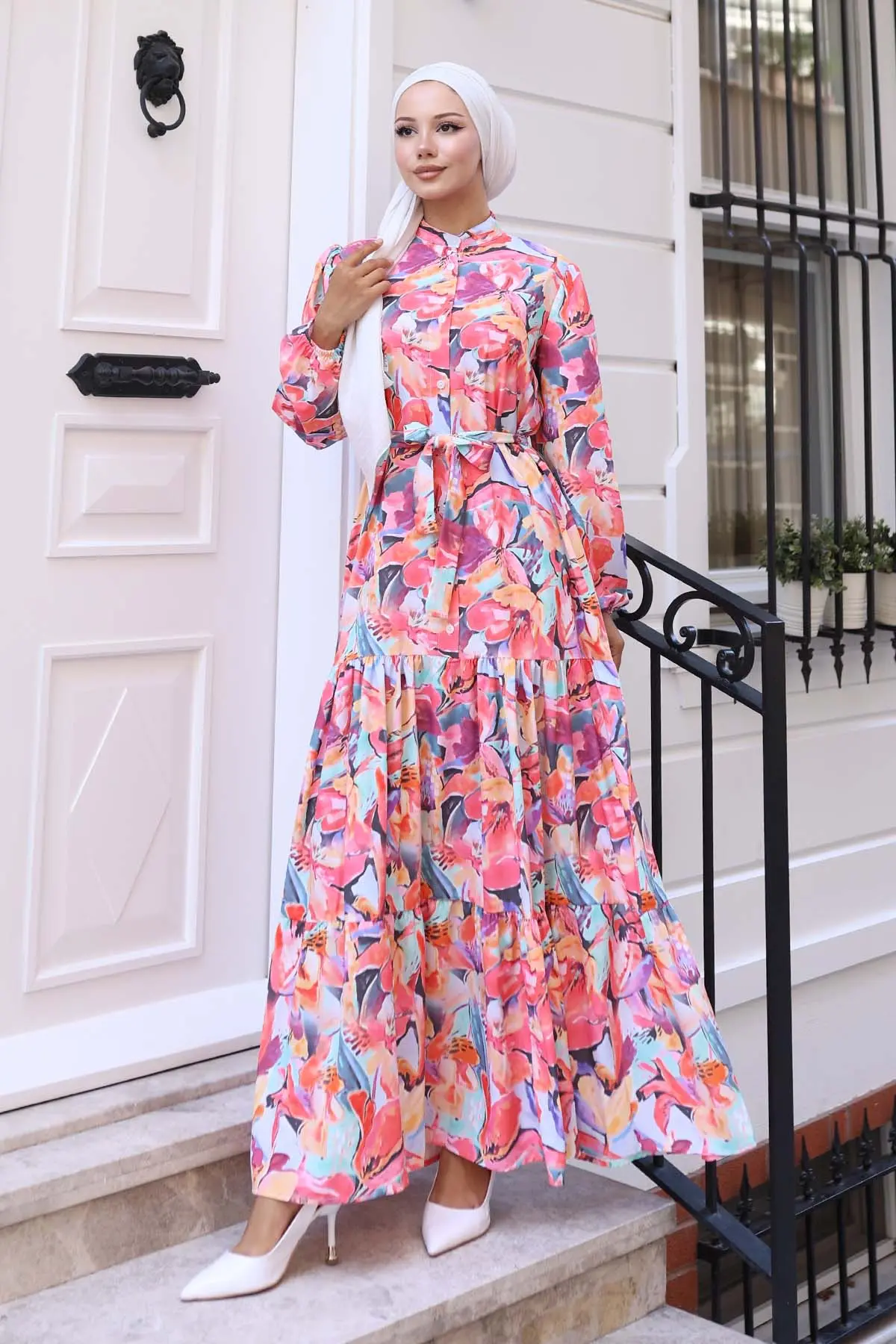 Patterned Hijab Dress-detail