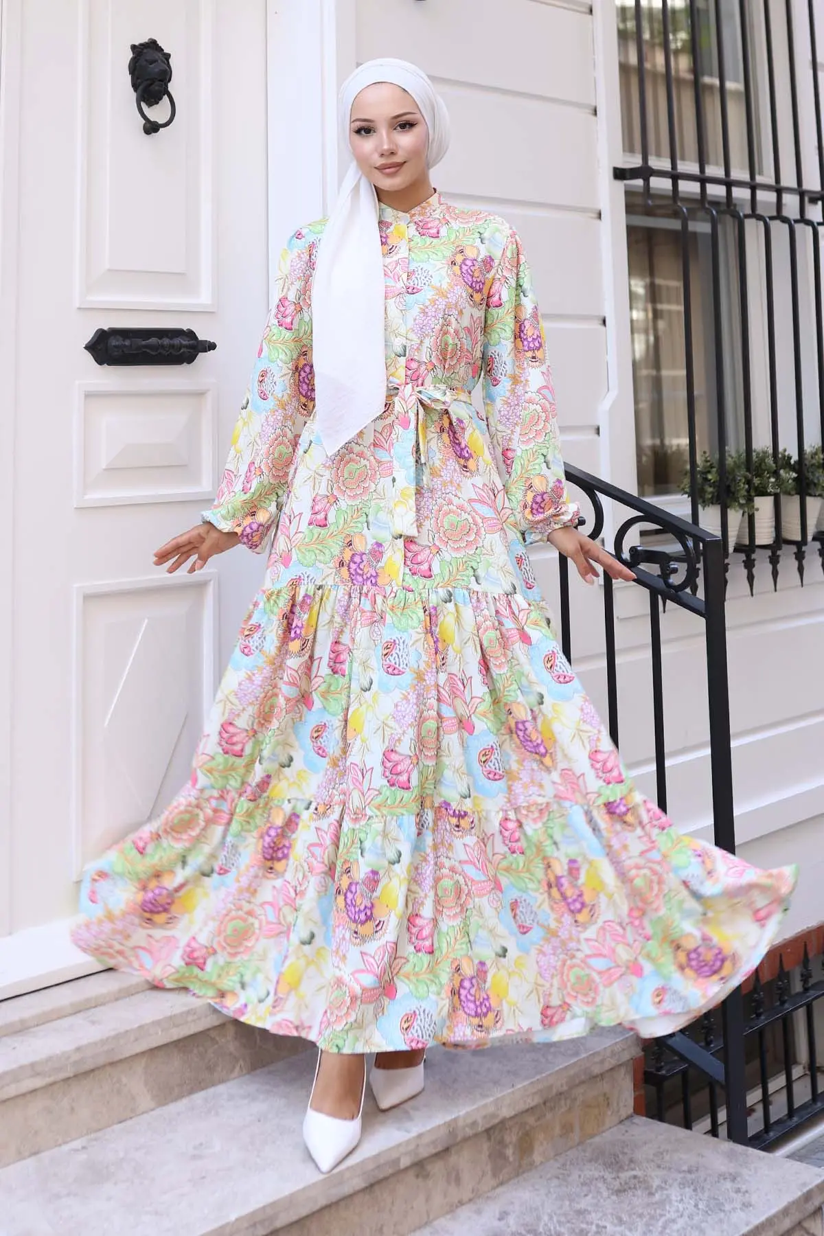 Patterned Hijab Dress-detail