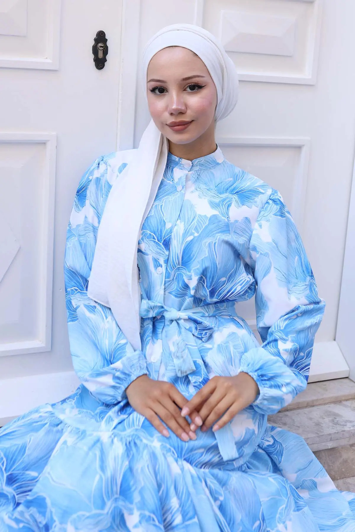 Patterned Hijab Dress-detail