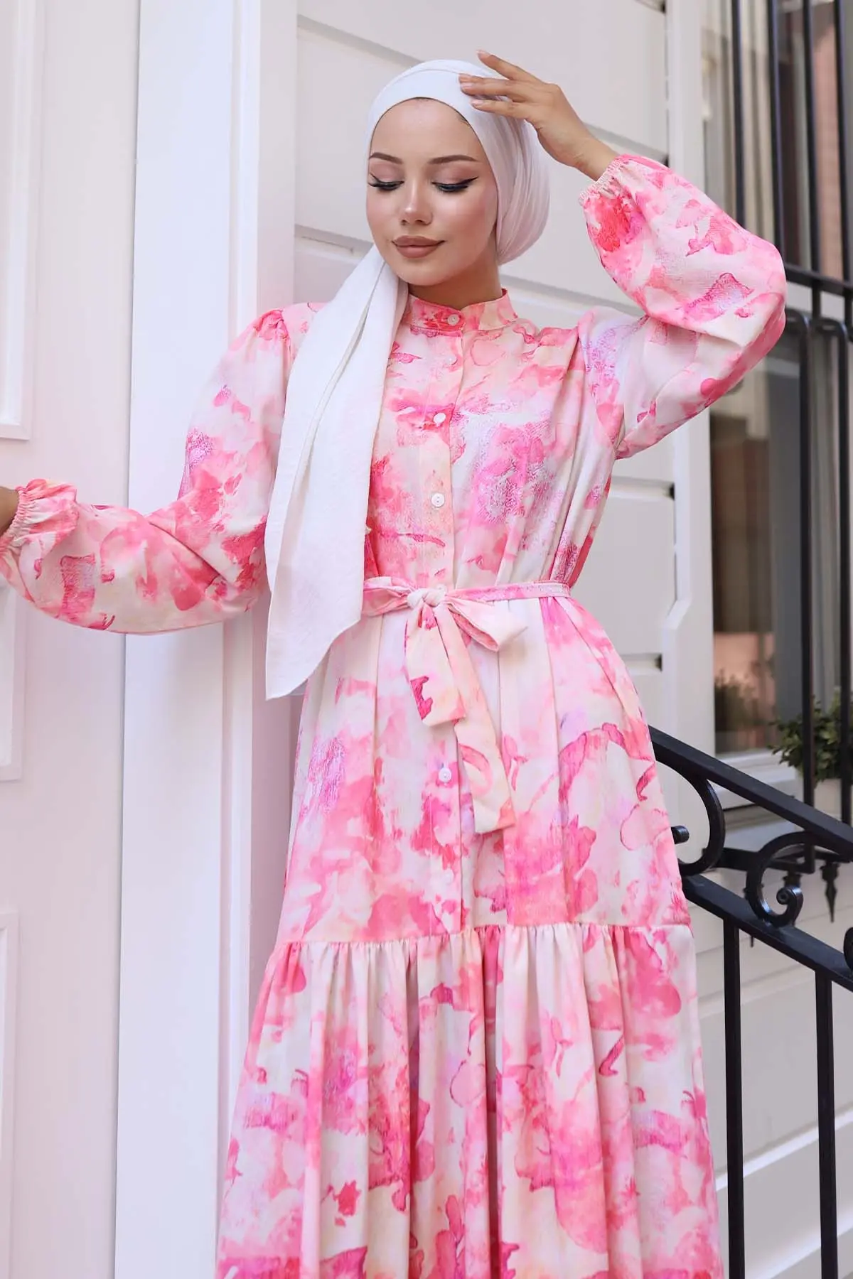 Patterned Hijab Dress-detail