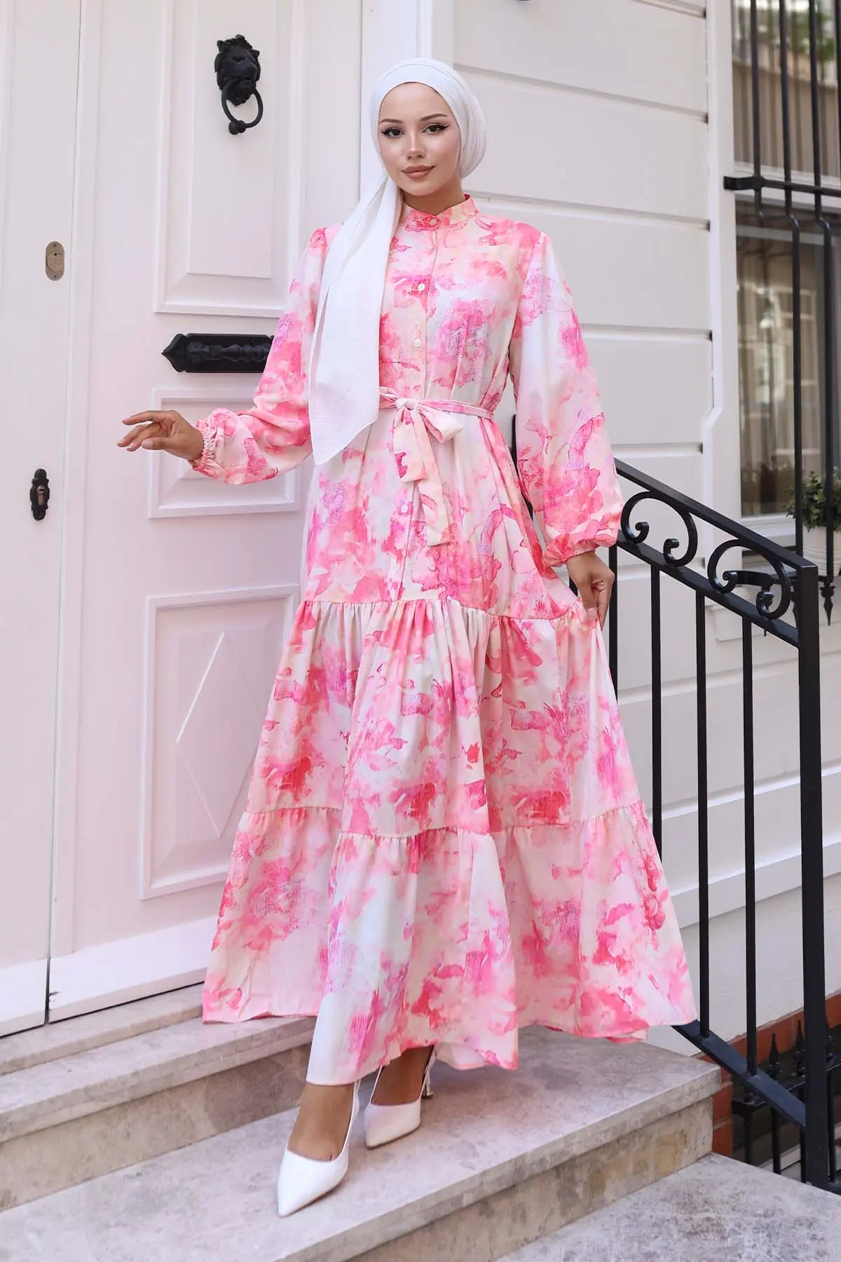 Patterned Hijab Dress-detail