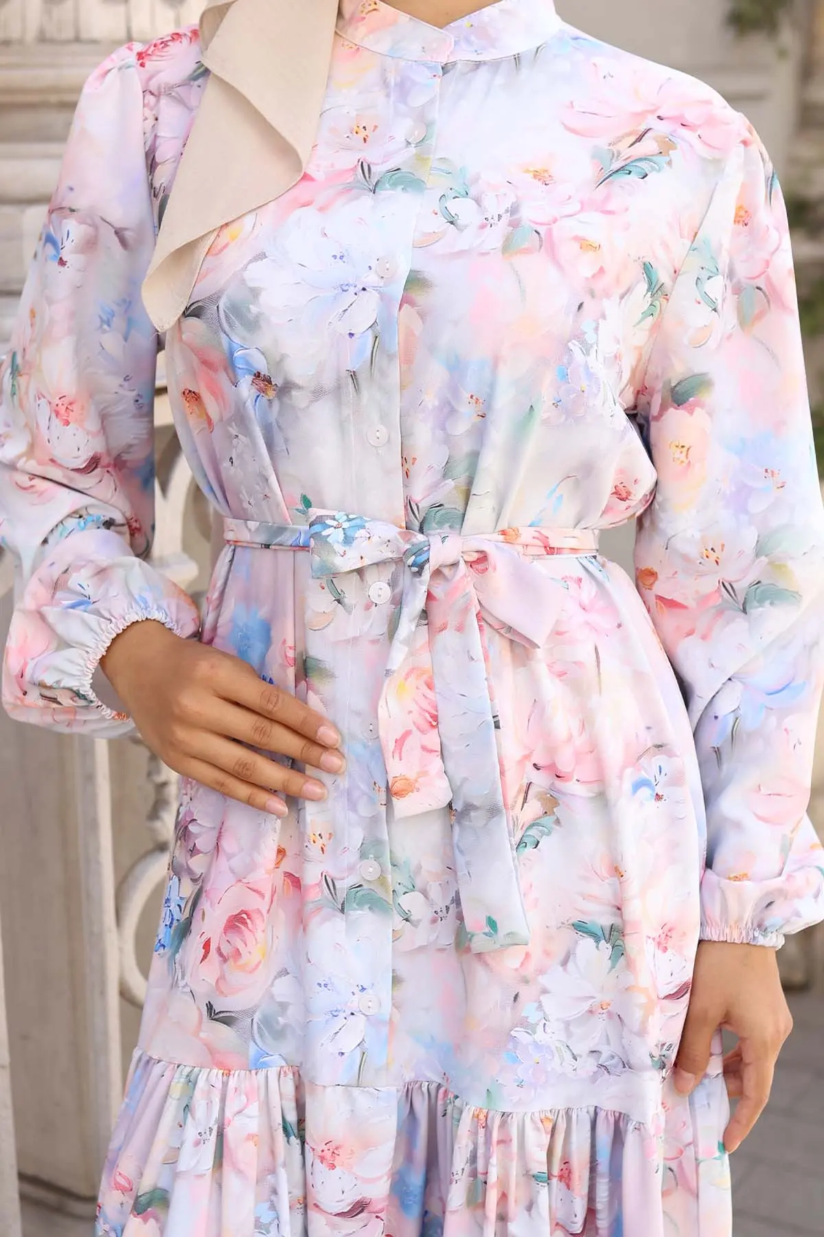 Patterned Hijab Dress-detail