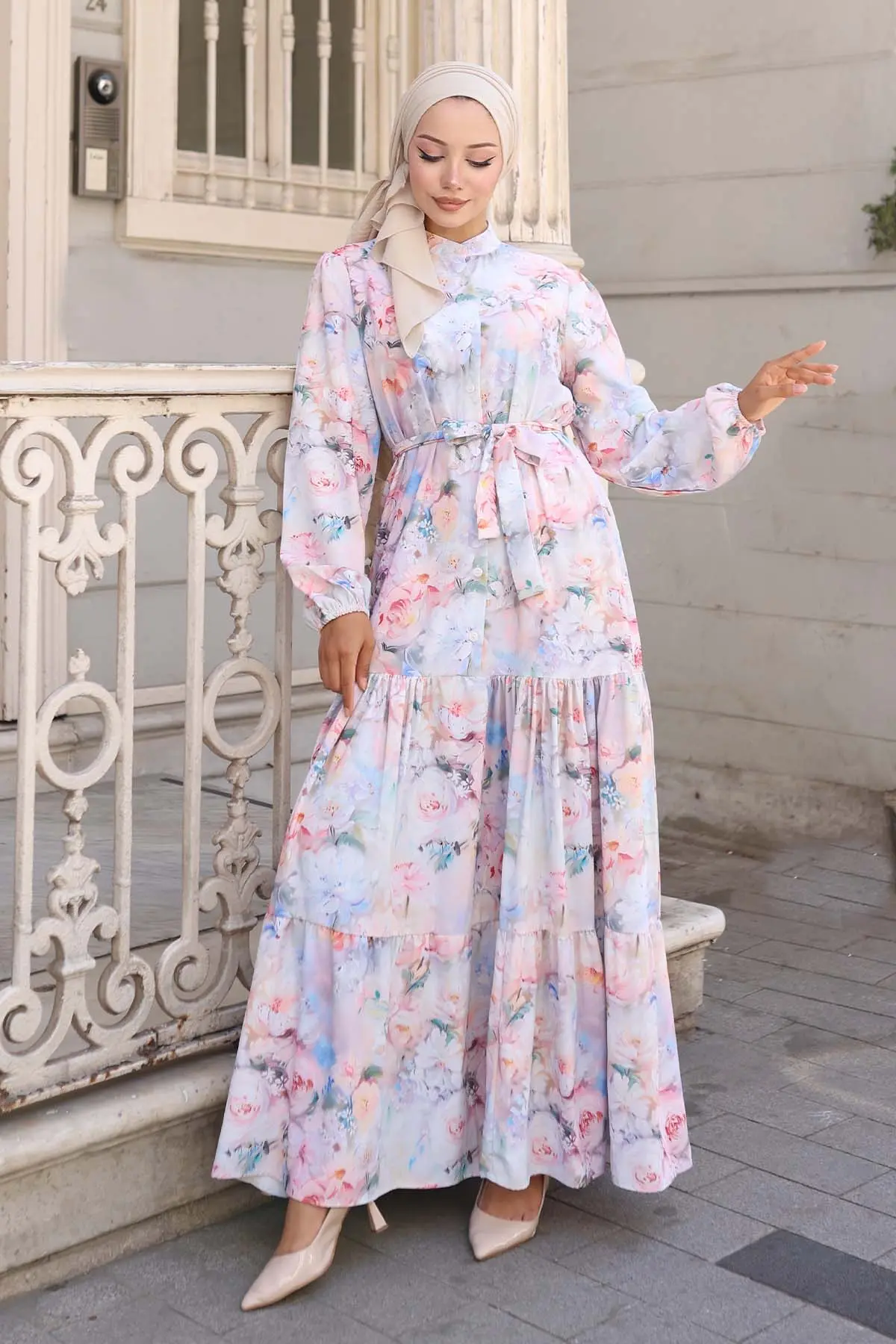 Patterned Hijab Dress-detail