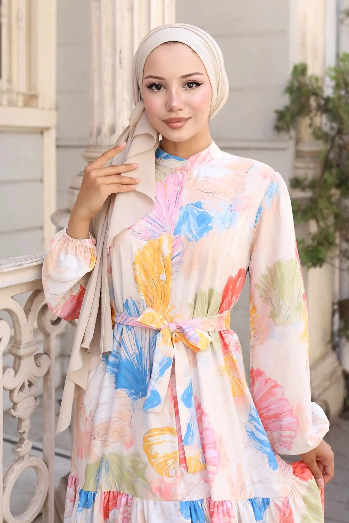 Patterned Hijab Dress-detail