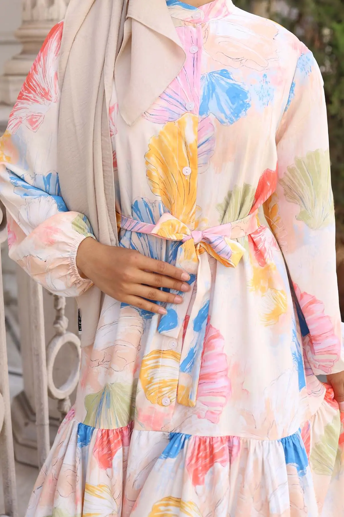 Patterned Hijab Dress-detail