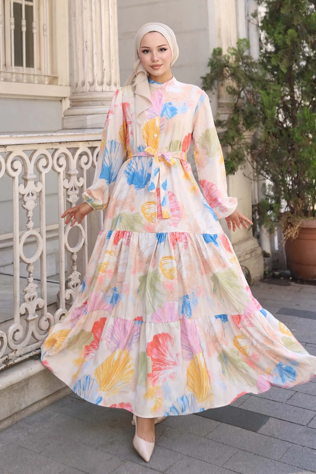 Patterned Hijab Dress-detail