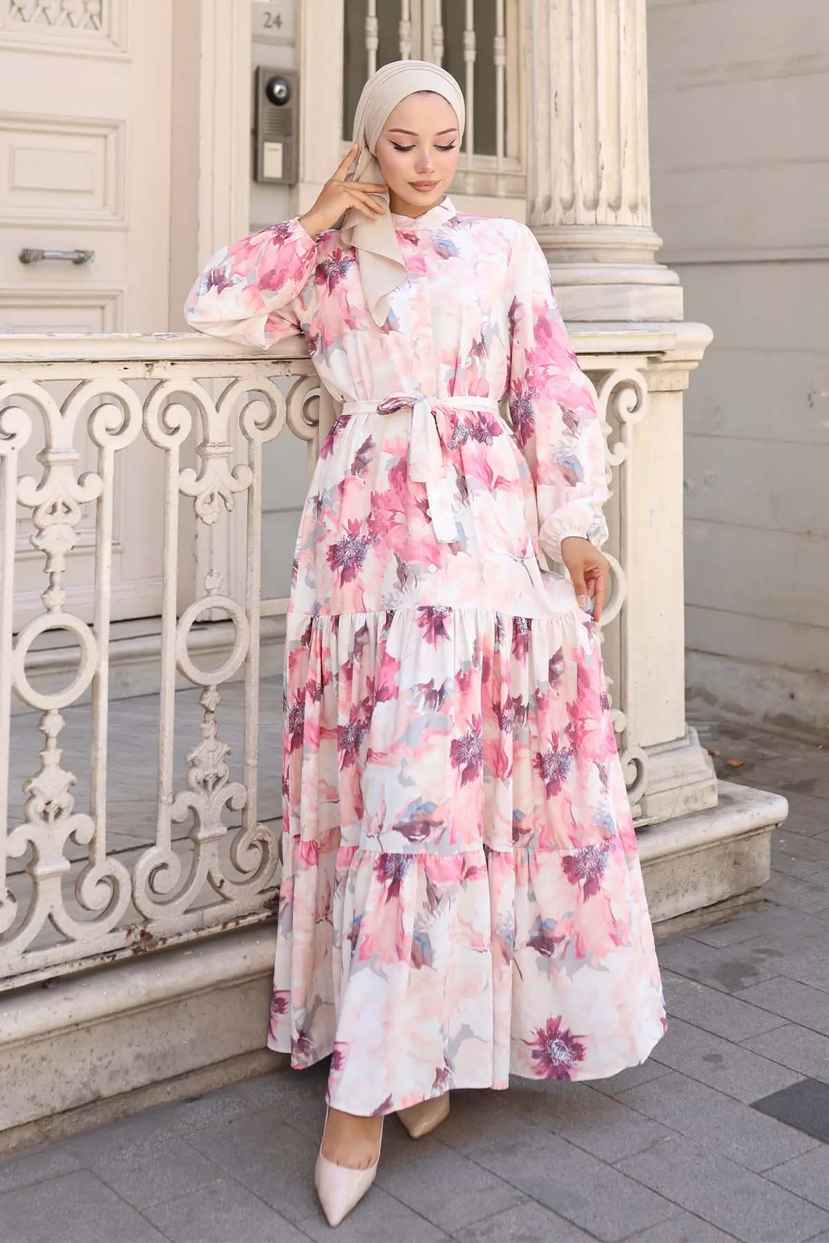 Patterned Hijab Dress-detail