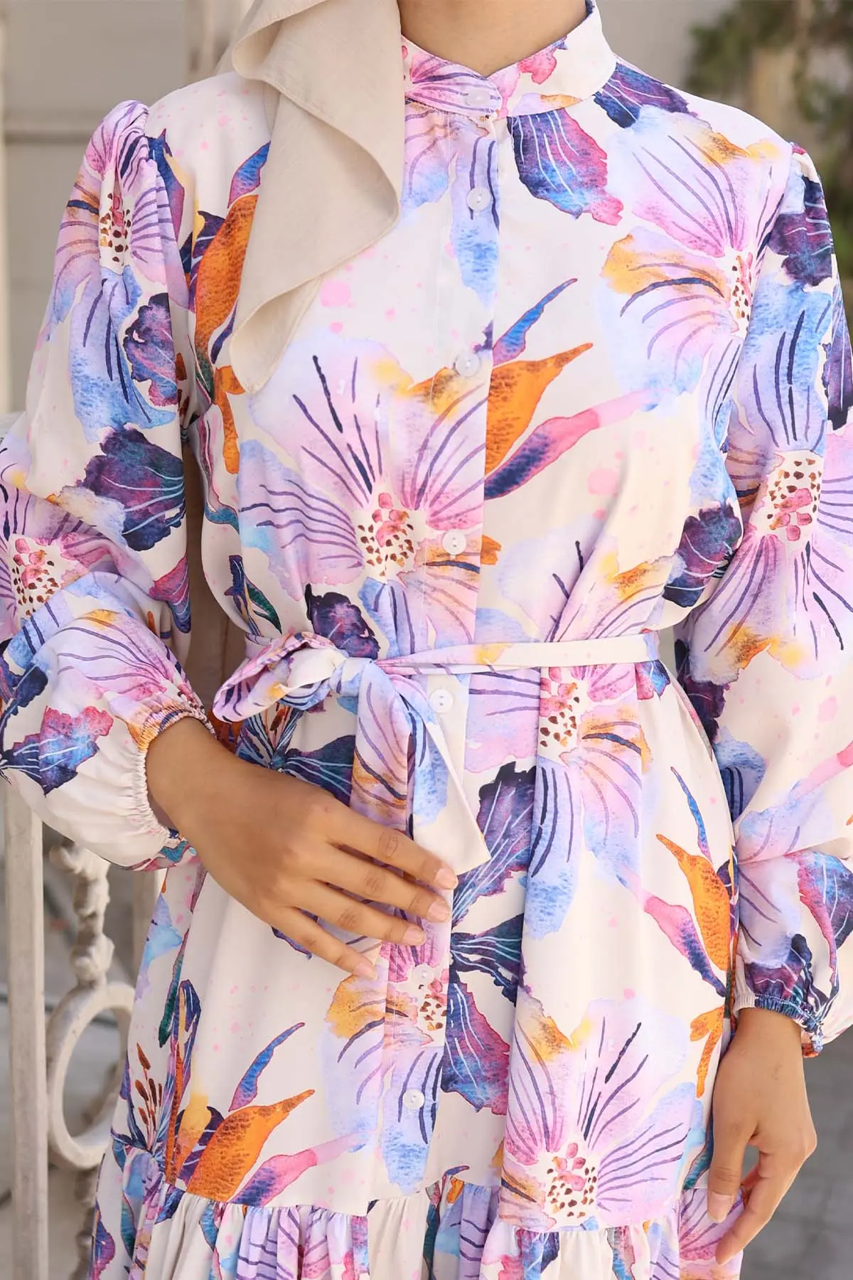 Patterned Hijab Dress-detail