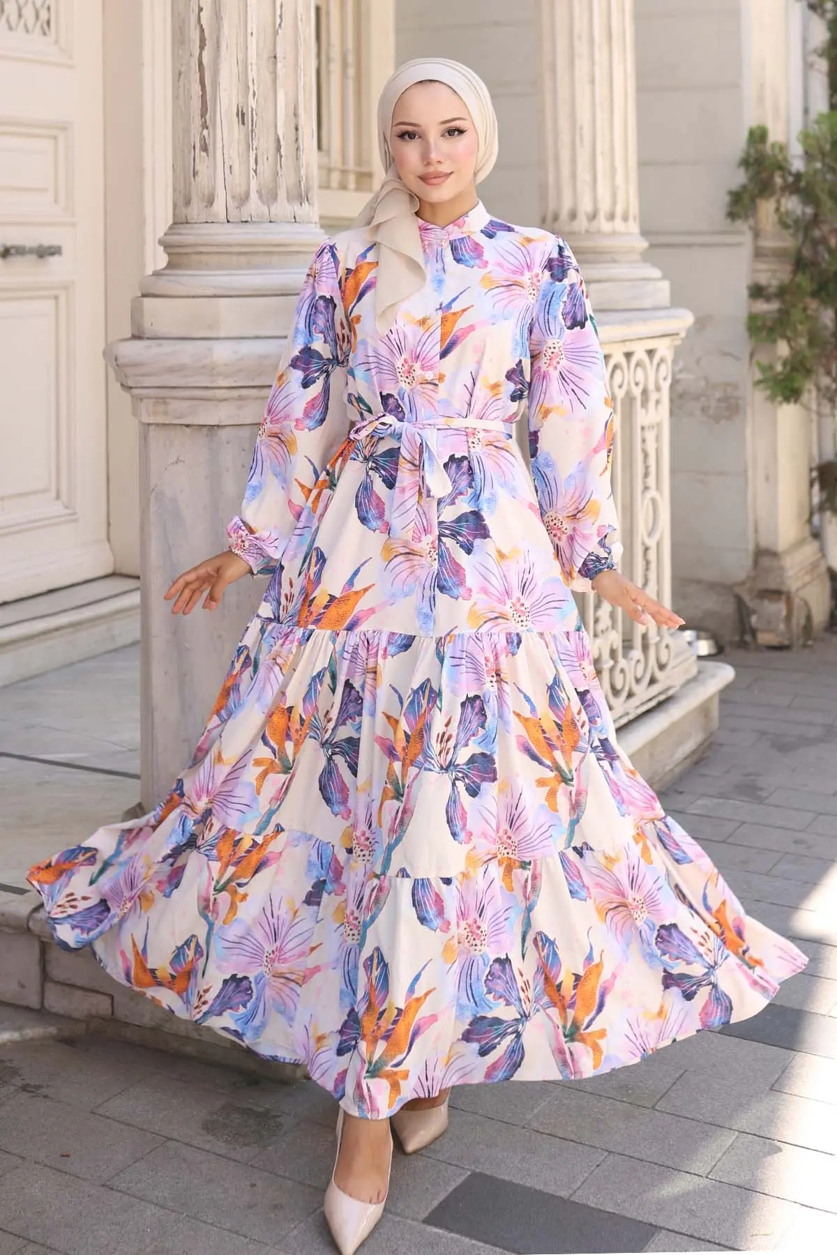 Patterned Hijab Dress-detail