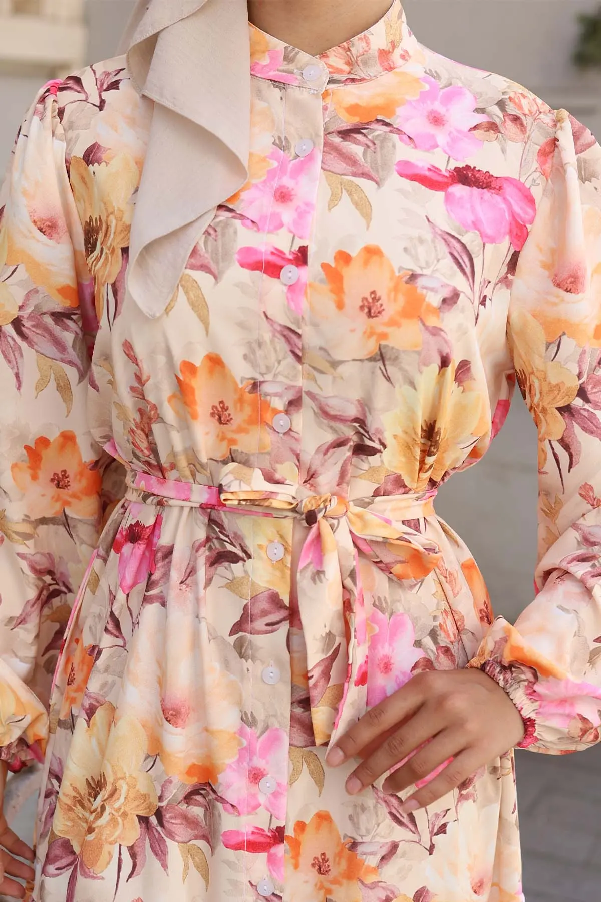 Patterned Hijab Dress-detail
