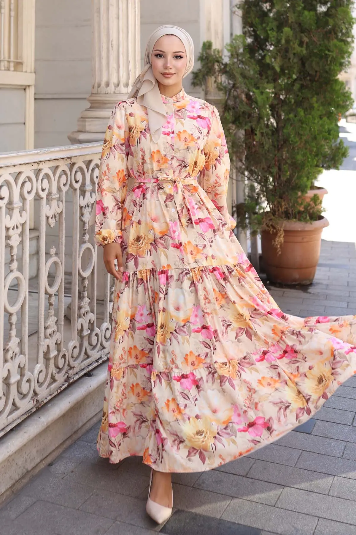 Patterned Hijab Dress-detail