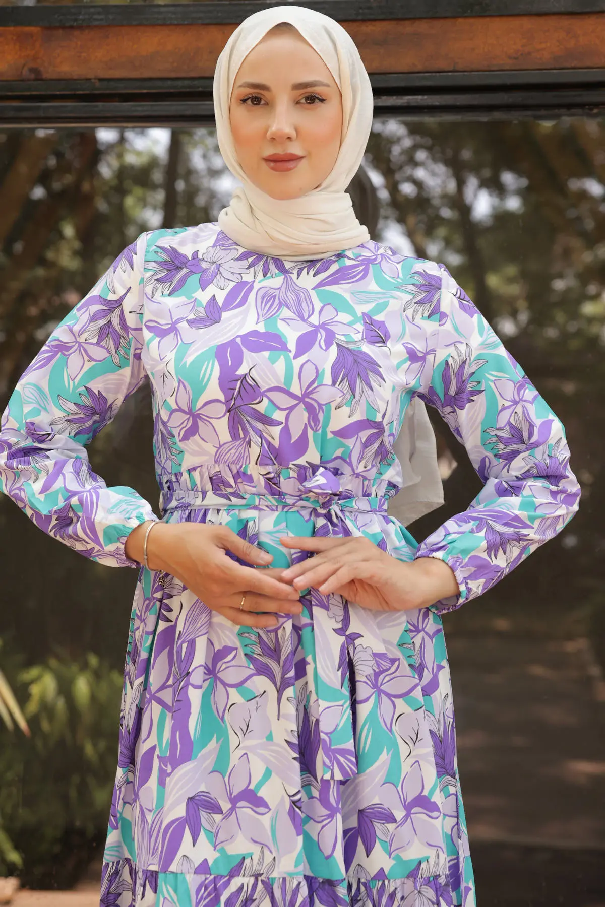 Patterned Hijab Dress-detail