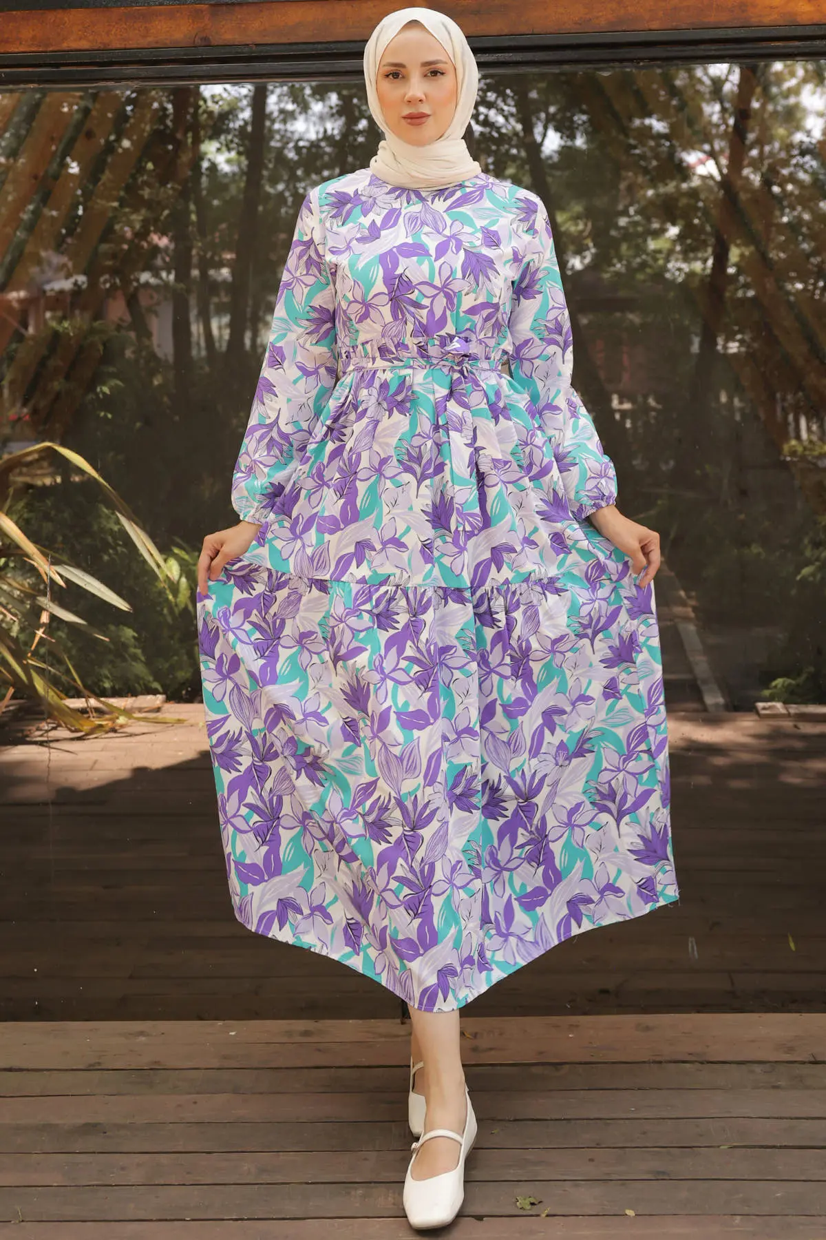 Patterned Hijab Dress-detail