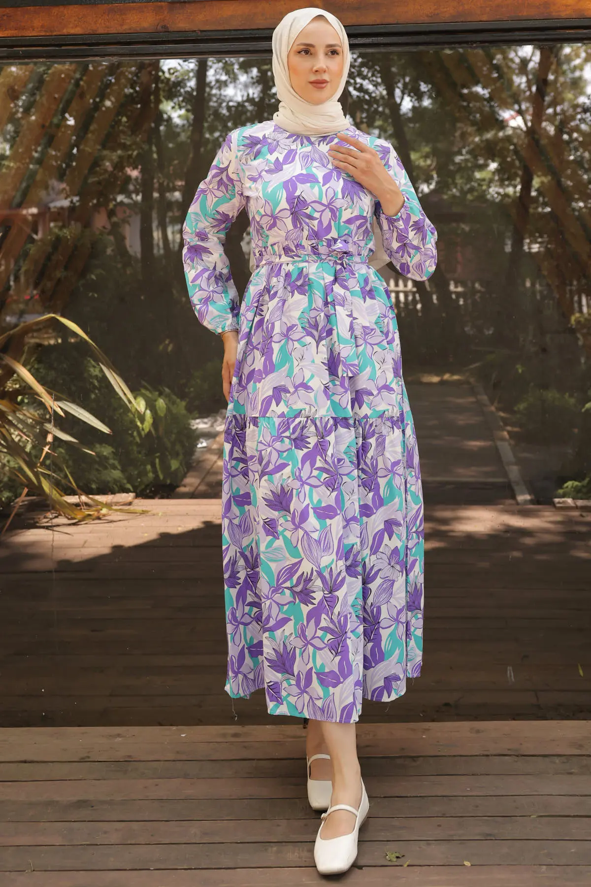 Patterned Hijab Dress-detail