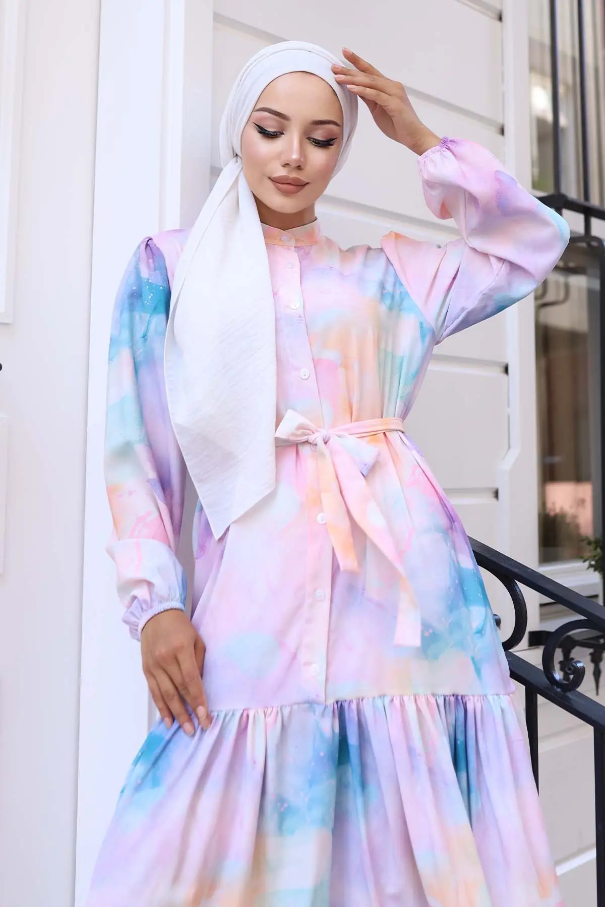 Patterned Hijab Dress-detail