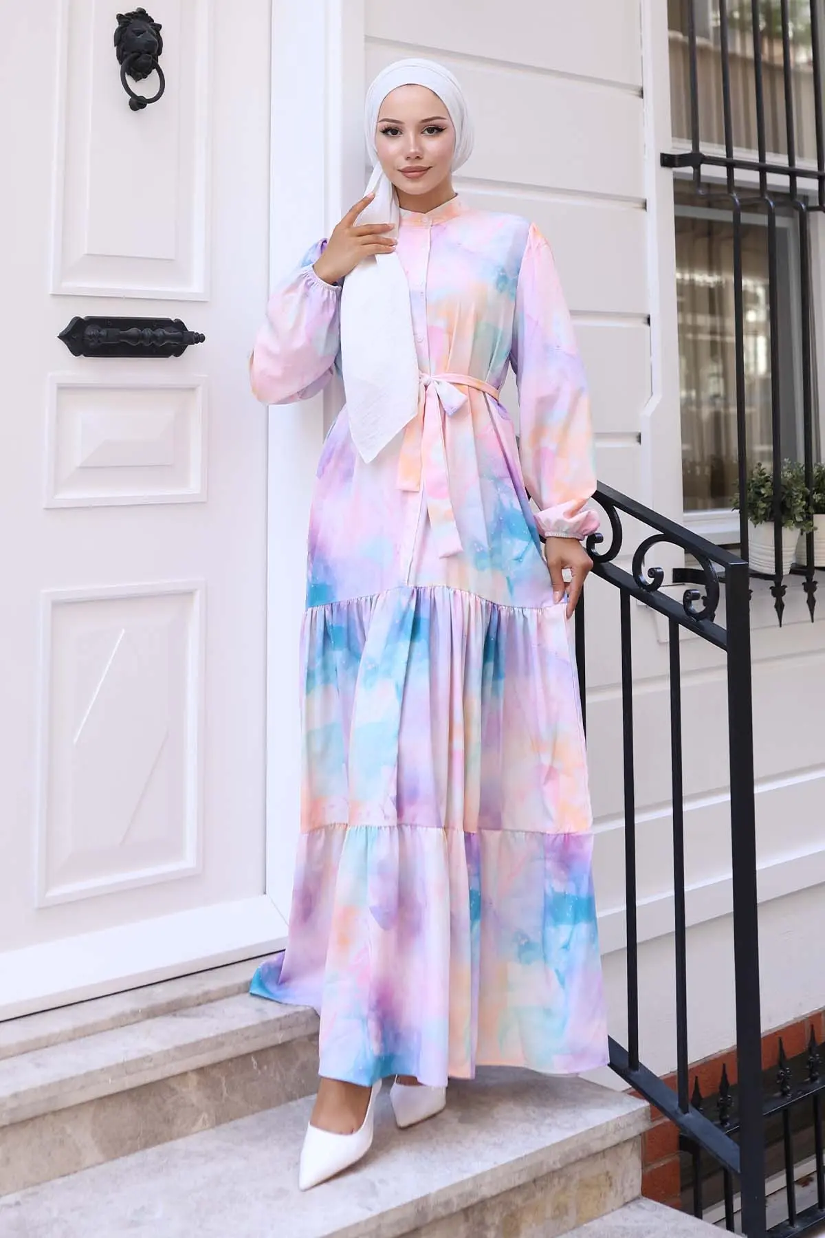 Patterned Hijab Dress-detail