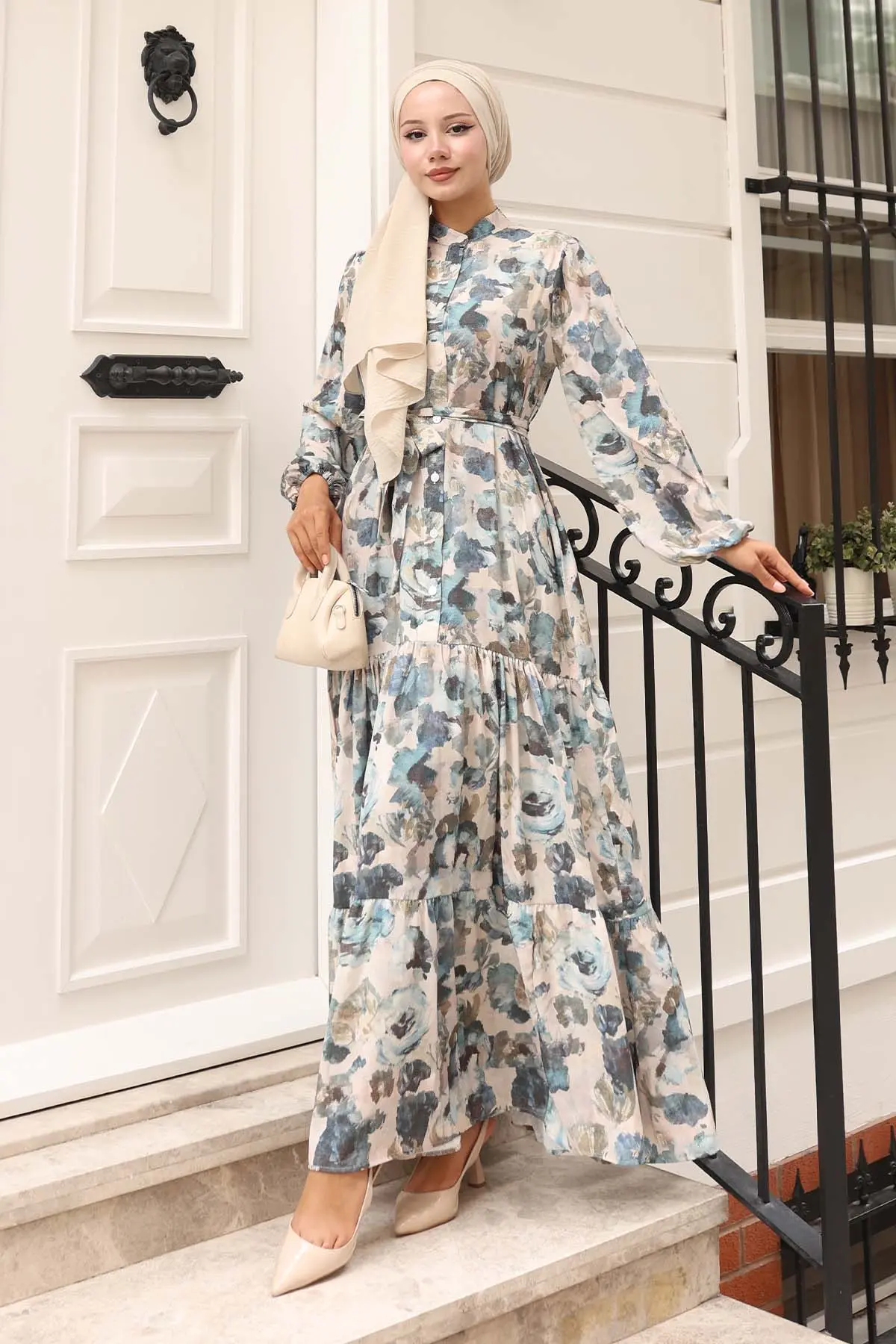 Patterned Hijab Dress-detail