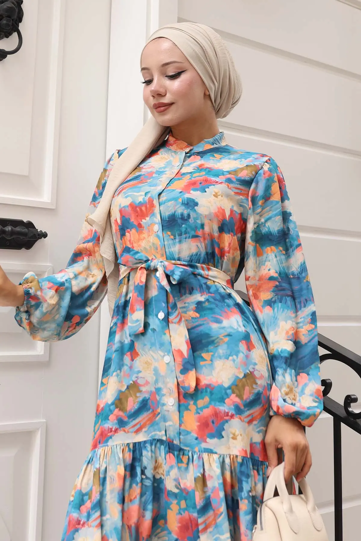 Patterned Hijab Dress-detail
