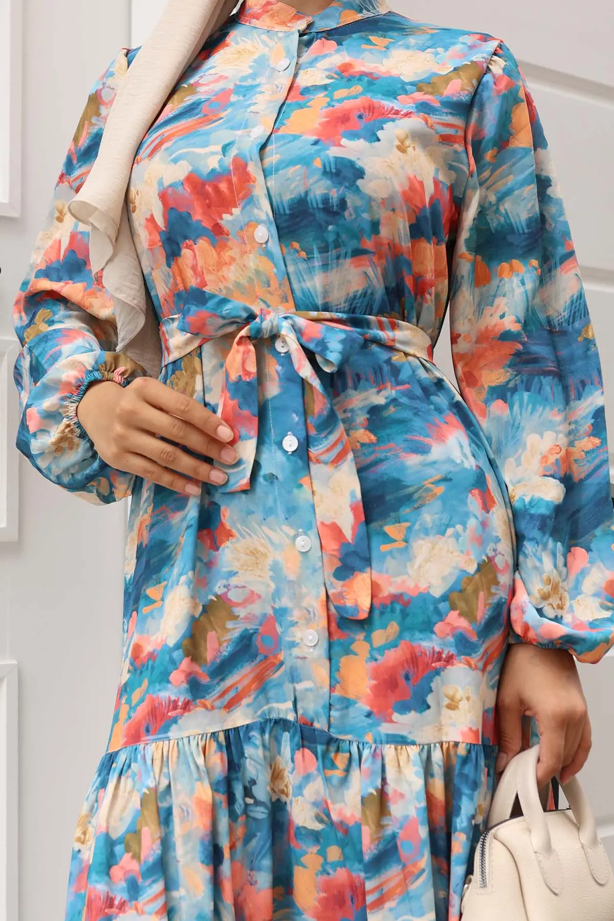 Patterned Hijab Dress-detail