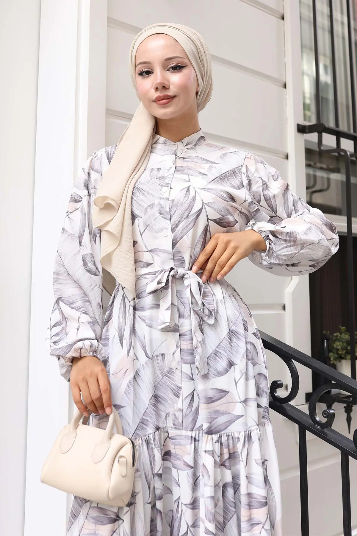 Patterned Hijab Dress-detail