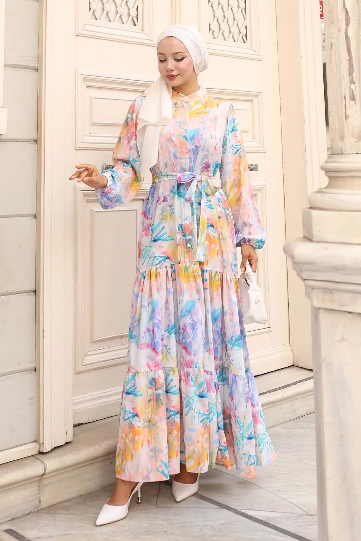 Patterned Hijab Dress-detail