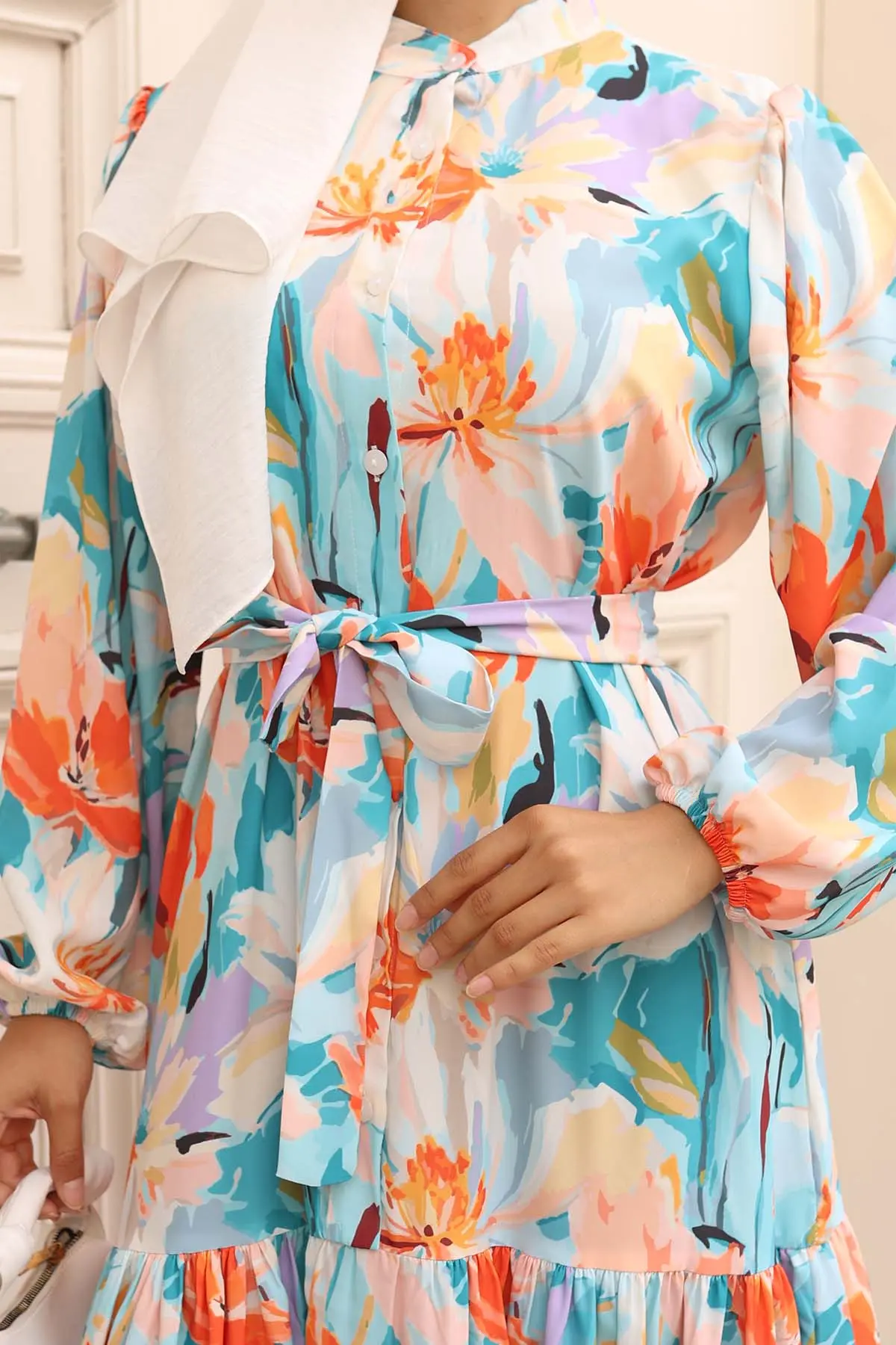 Patterned Hijab Dress-detail