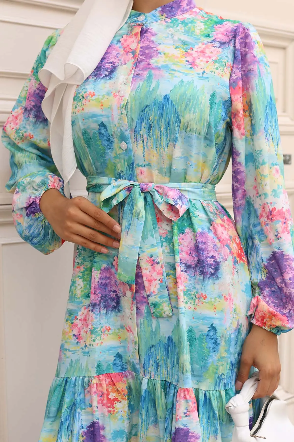 Patterned Hijab Dress-detail