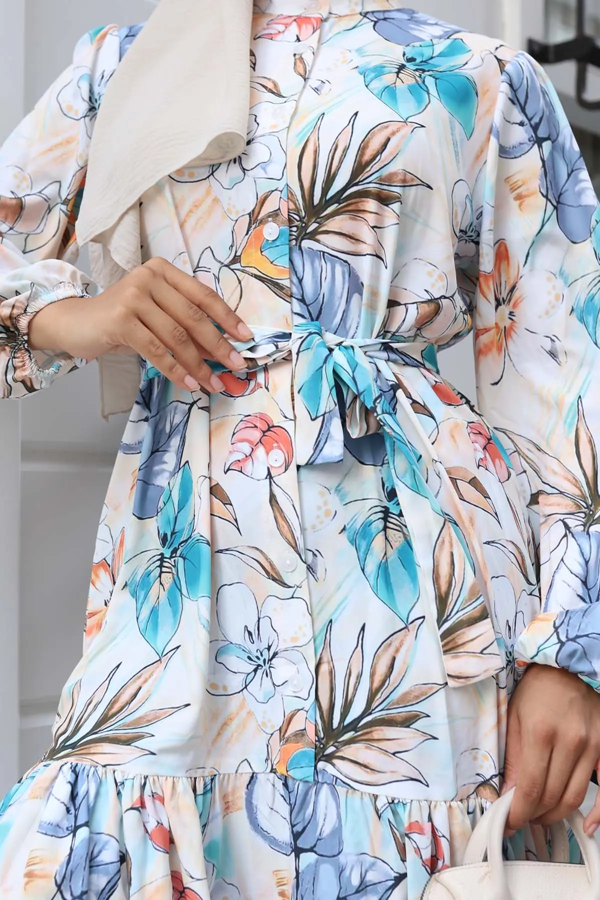 Patterned Hijab Dress-detail